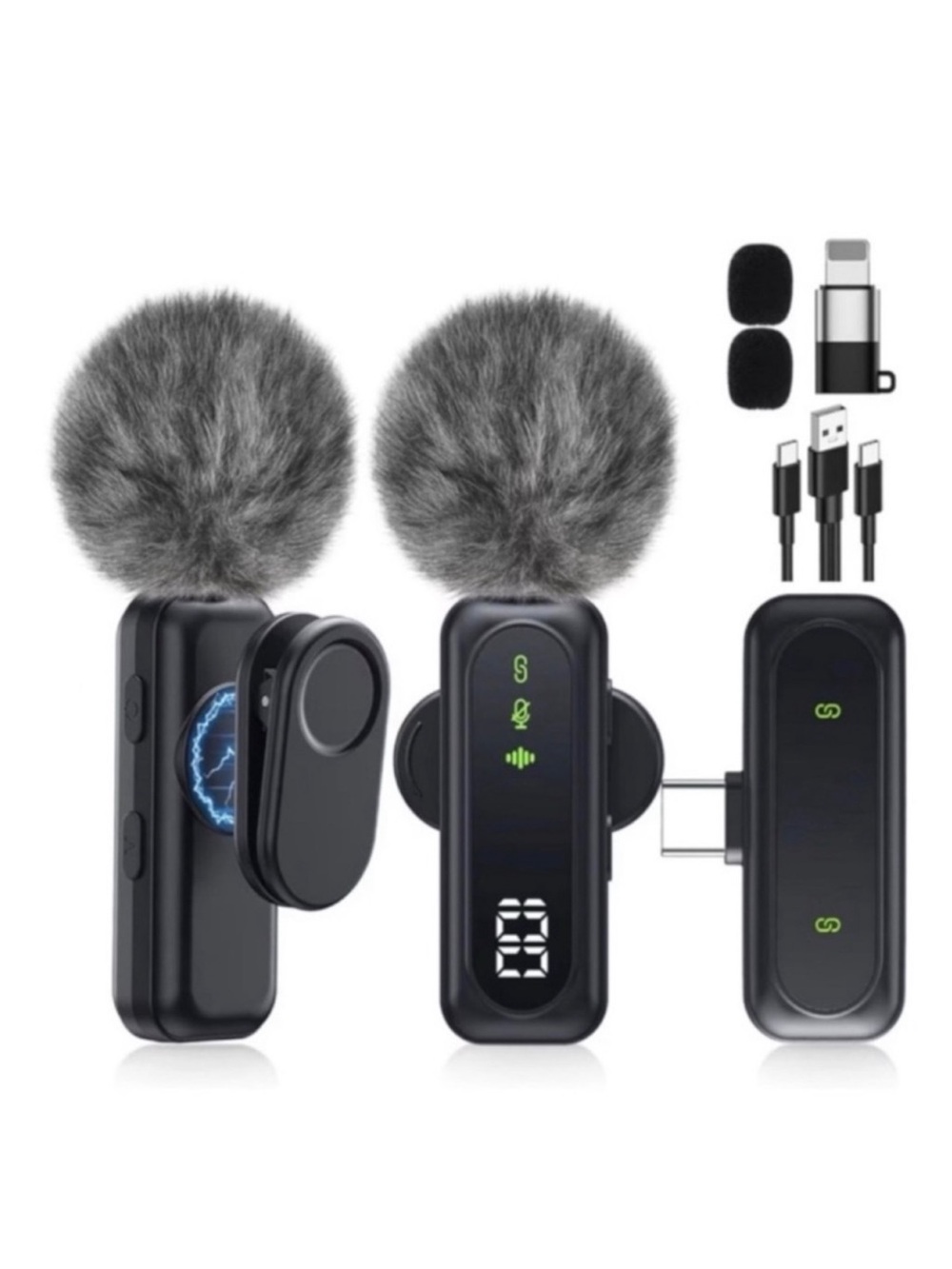 Jubolion Wireless Lavalier Microphone 2 Pack USB-C + Lightning BNIB 100ft Noise